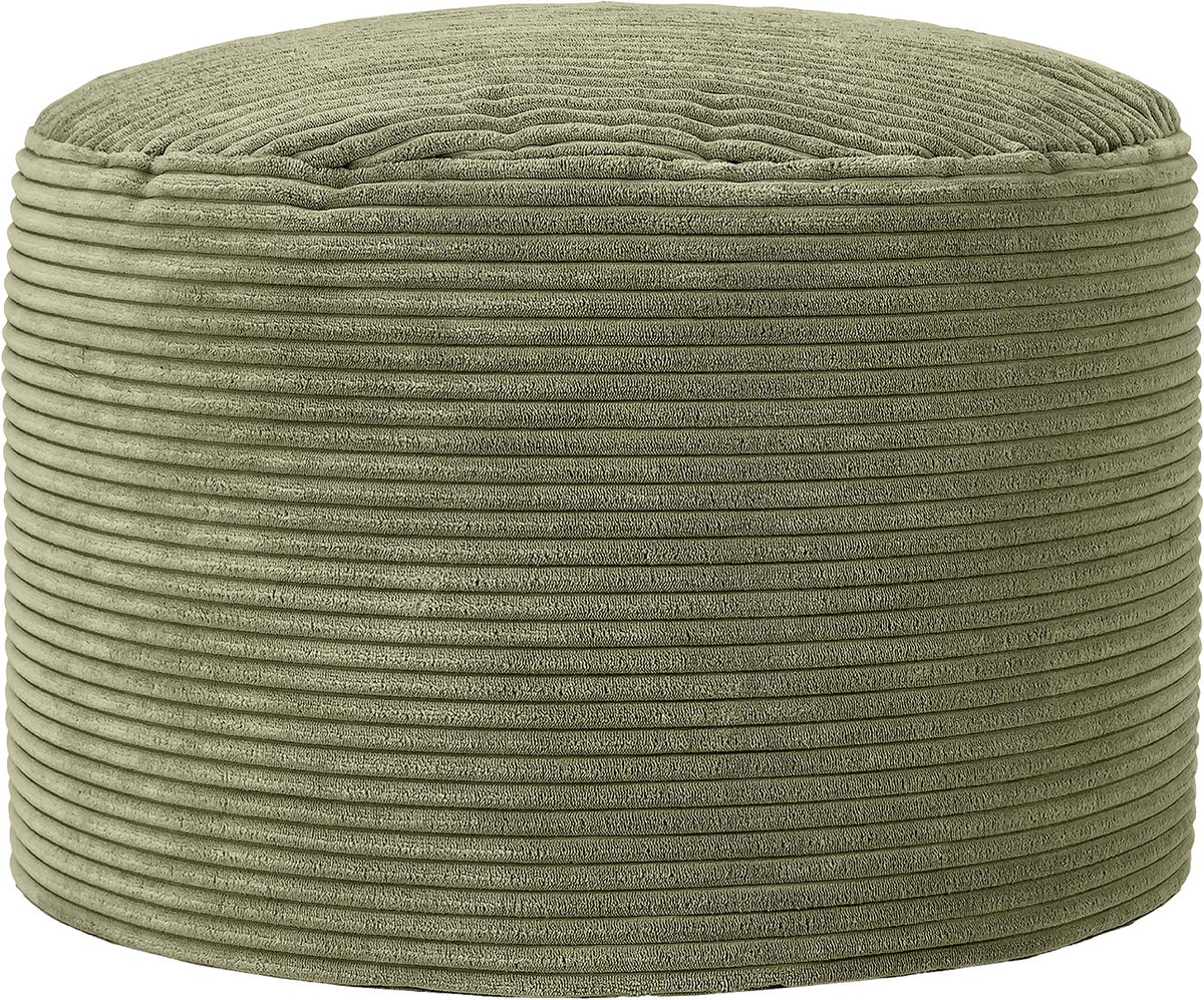 icon - Milano Poef - Ronde Zitzak Hocker - Ribfluweel - Saliegroen