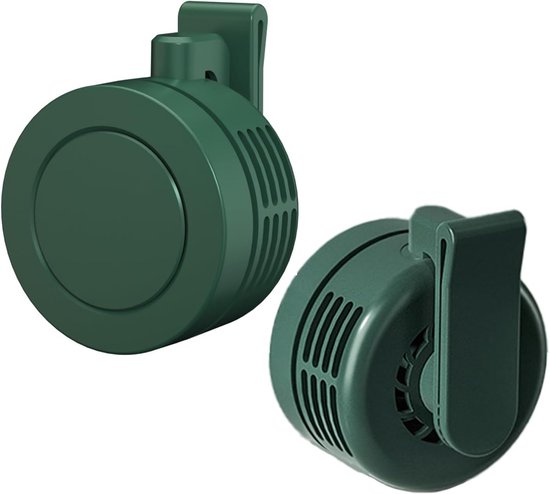 Draagbare stille mini bladloze ventilator met clip, 3 snelheden, 360° verstelbaar, USB-C opladen, groen