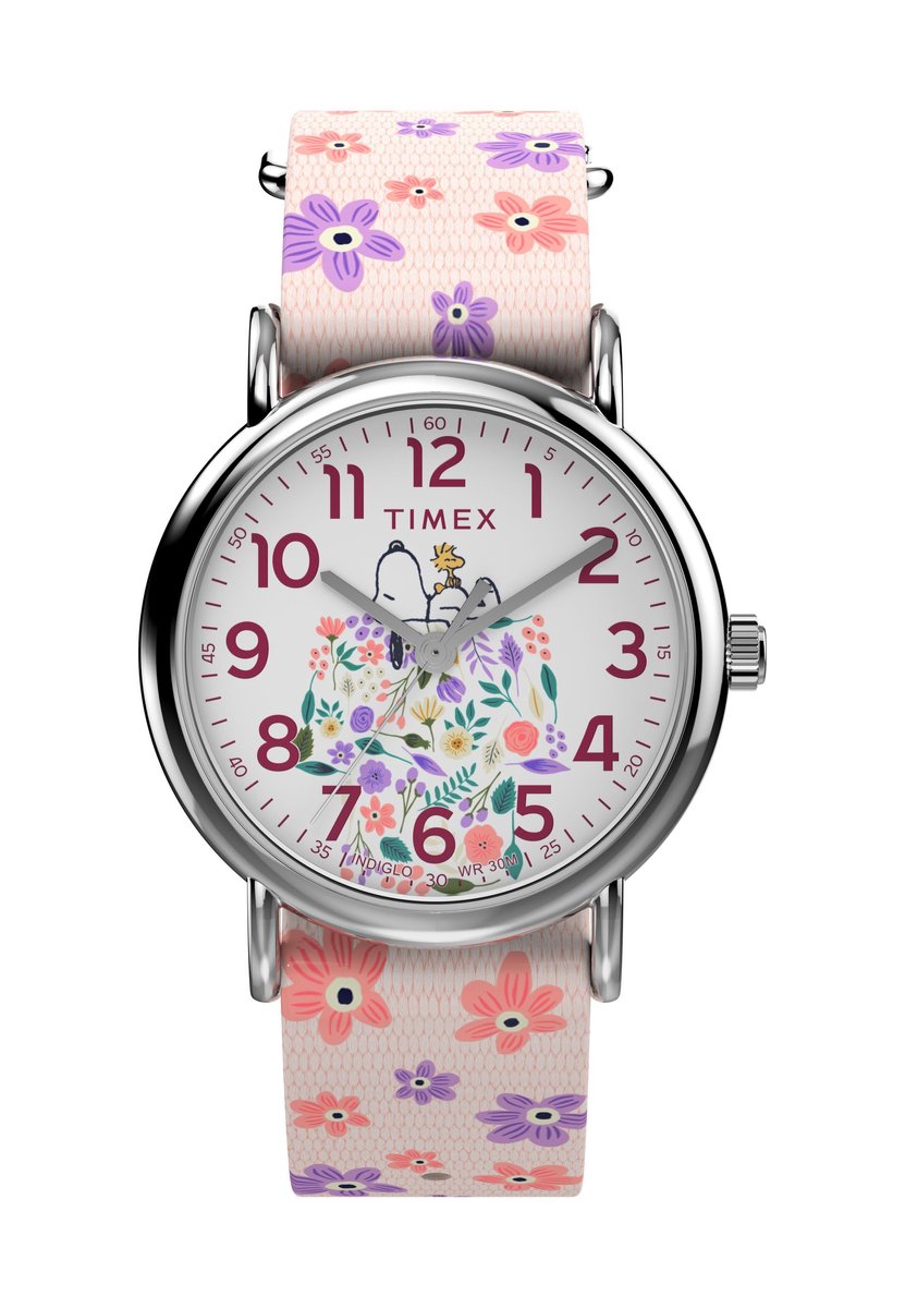 Timex Timex X Peanuts Floral Kwarts Analoog Horloge Roze Case: 100% Low Lead Brass | Armband: 100% Fabric 38 TW2W33200VV