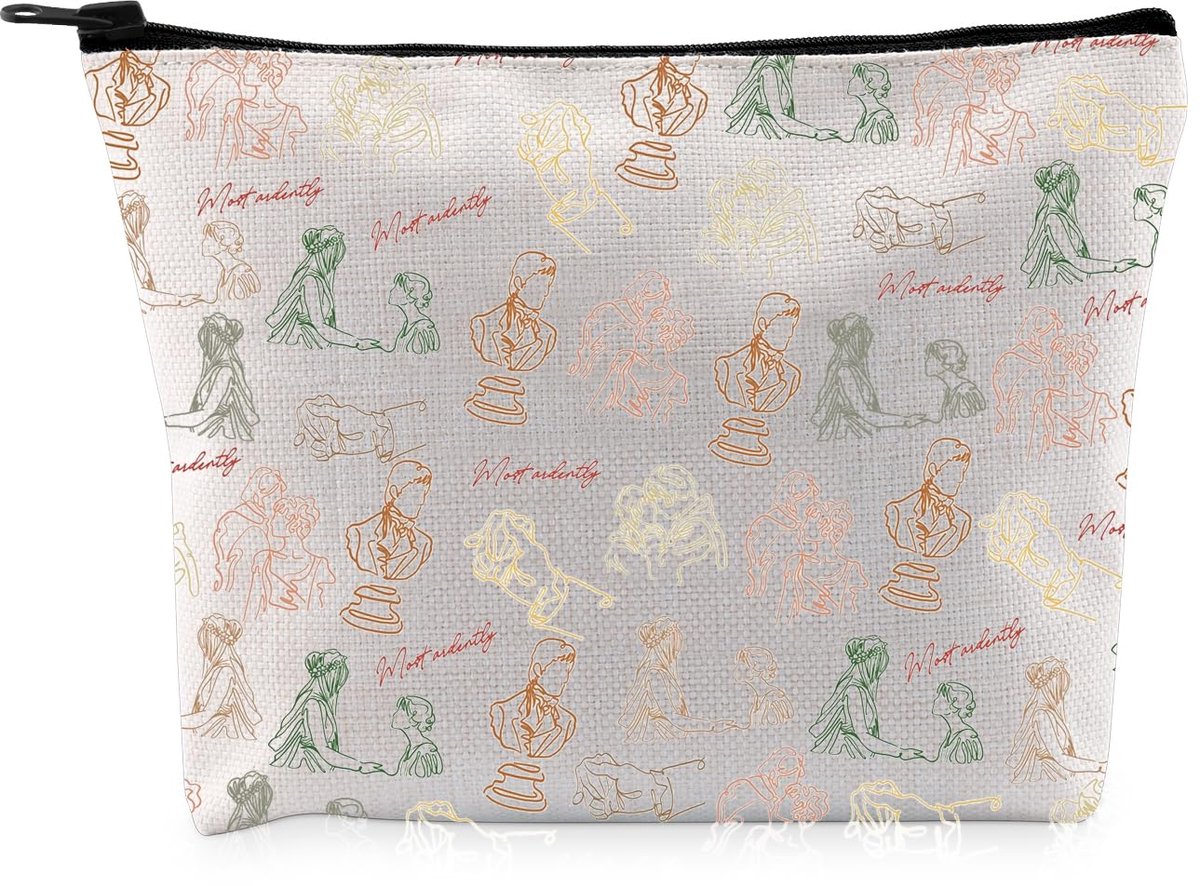 Novel Inspired Gift Pride & P Line Makeup Bag New Ways Fan Cosmetic Bag Fiction Lover Gift Bookish Gift, Pride & P Line Bag