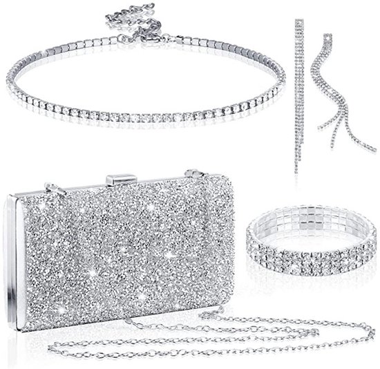 EVEOUT Kristallen clutch kralen voor dames, avondclutch met ketting