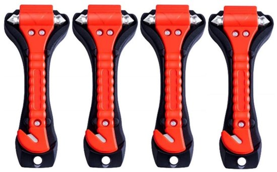 Marteau d'urgence Dussdote pour voiture - Ensemble de 4 pièces - Coupe-ceinture de sécurité - Ciseaux pour ceinture de sécurité - Marteau de sécurité pour voiture