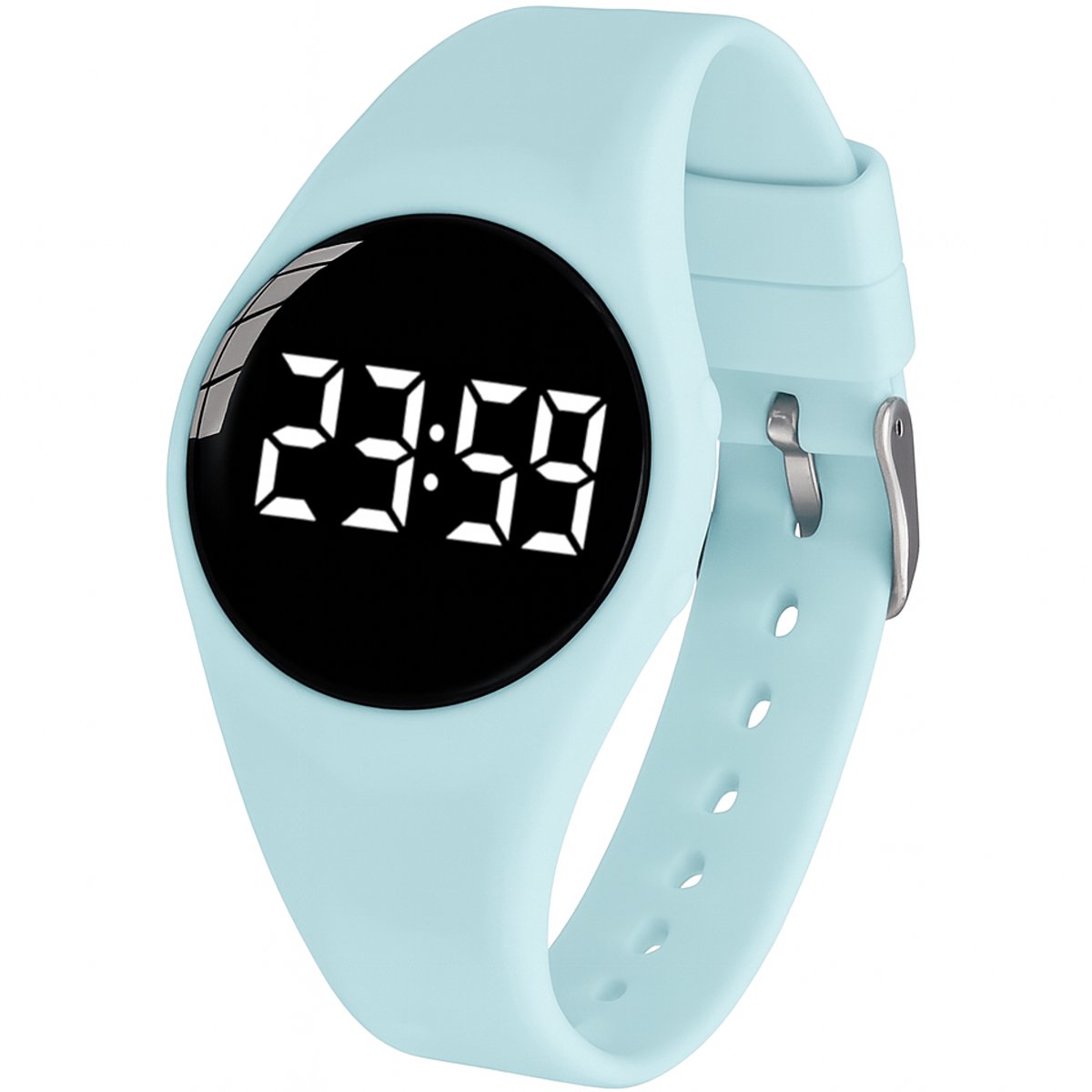 Alarmhorloge – 15 alarmen – oplaadbaar – rond - zacht blauw