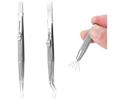 3 stuks diamant juweliers pincet houder pick-up tool, roestvrij staal pincet edelsteen vergrendeling pincet kralen sieraden grijper gereedschap tang voor sieraden maken en inspectie van een breed