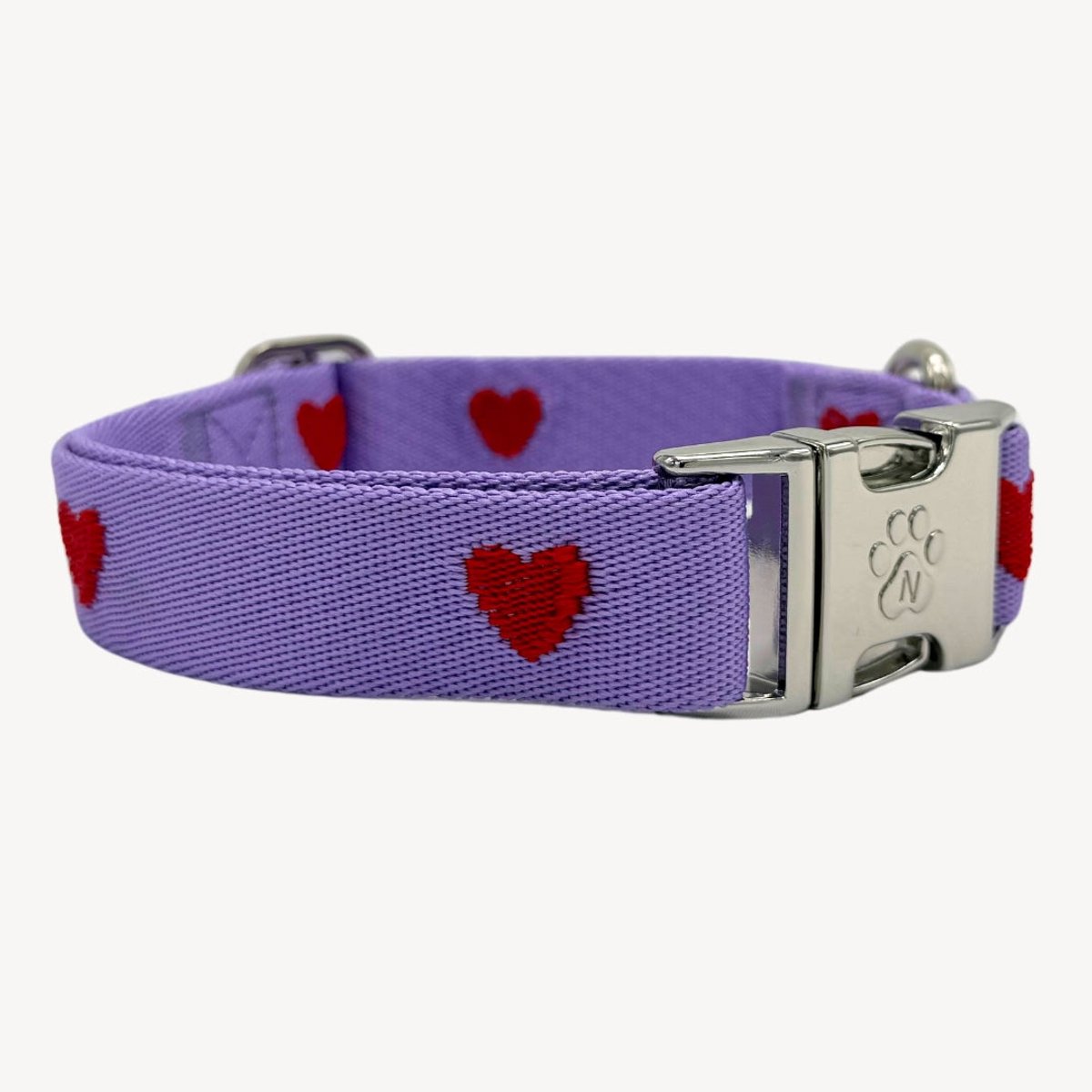 Hearts - Hartjes - Paars - Halsband Hond - XS - 22 / 36 cm - Puppy halsband - kleine hond