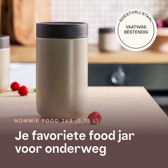 BergHOFF Home Nommie – Boîte à lunch Thermos 0 l – Boîte à lunch Thermos étanche – Garde au chaud ou au froid pendant 6 heures – Isolation à double paroi – Récipient alimentaire étanche – Acier inoxydable – Lavable au lave-vaisselle – Beige