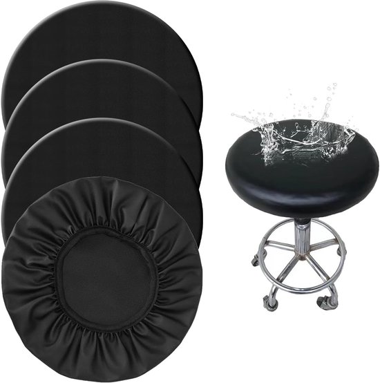HuaLiSiJi Ronde Barkruk Covers, 2 Stuks Ronde Stoelhoezen Wasbaar Onderhoudsvriendelijk Zacht en Duurzaam, Voor 30-40 cm Stoel Barkruk (Zwart