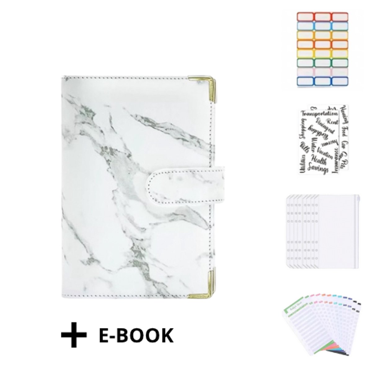 TT Product - Budget planner - Marmer Wit - Budget Planner Met Geldmapjes - Budget Binder - Kasboek - Budgetplanners - A6 Formaat - Budgetplanner
