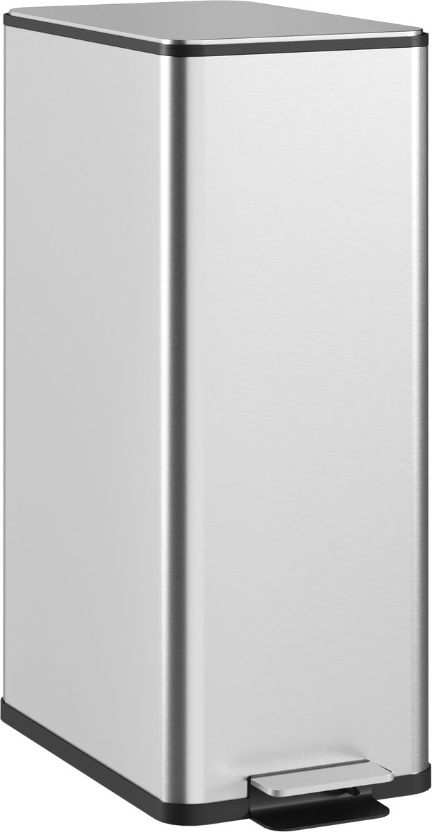 HOMCOM-Mülleimer-Edelstahl, Kunststoff-21,5L x 37,2B x 57H cm-Silber