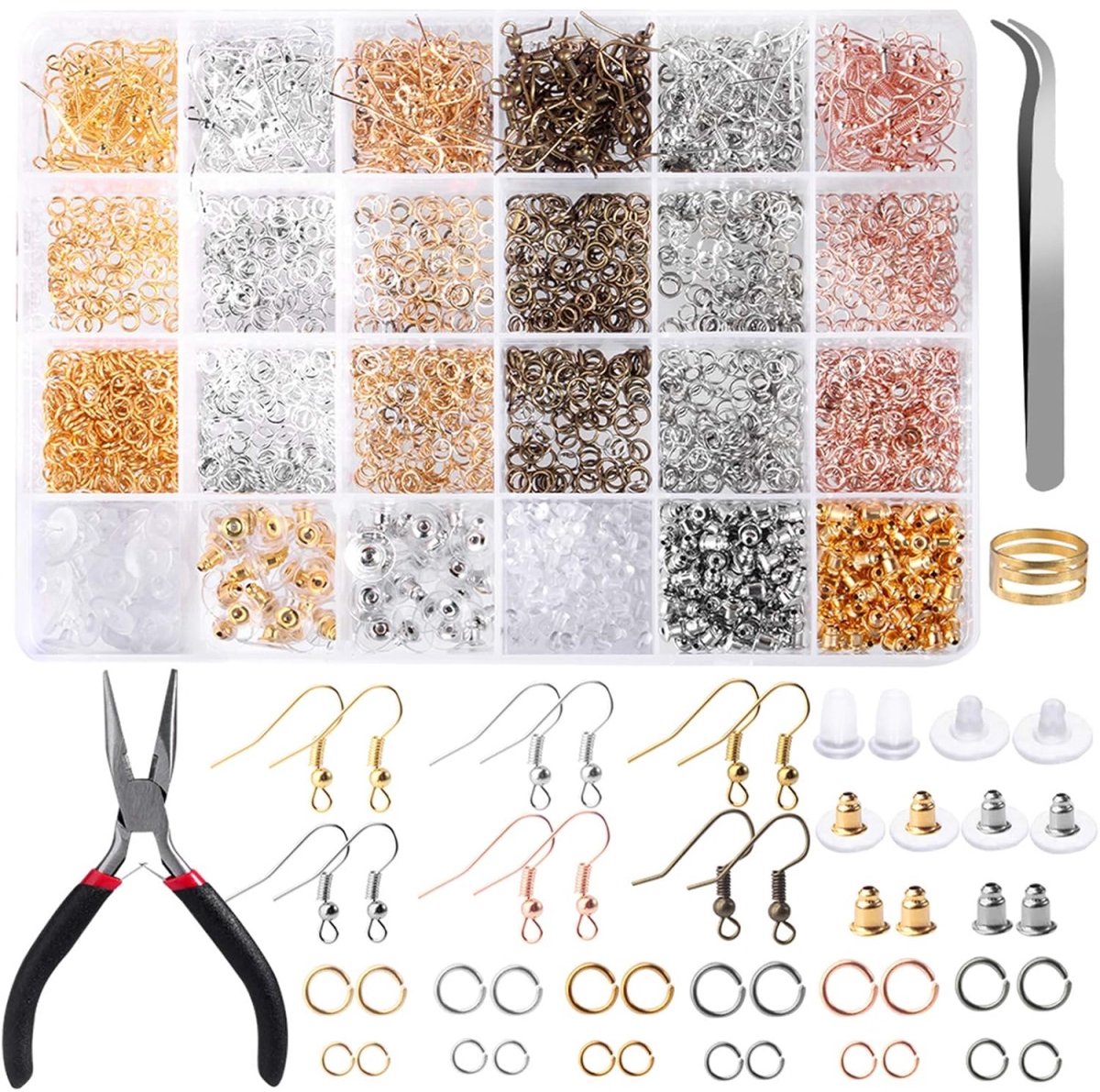 TOVBMUP Oorbelsluitingen - 4 mm enkele lus - 5 mm enkele lus - Geschikt voor accessoires - 6 kleuren