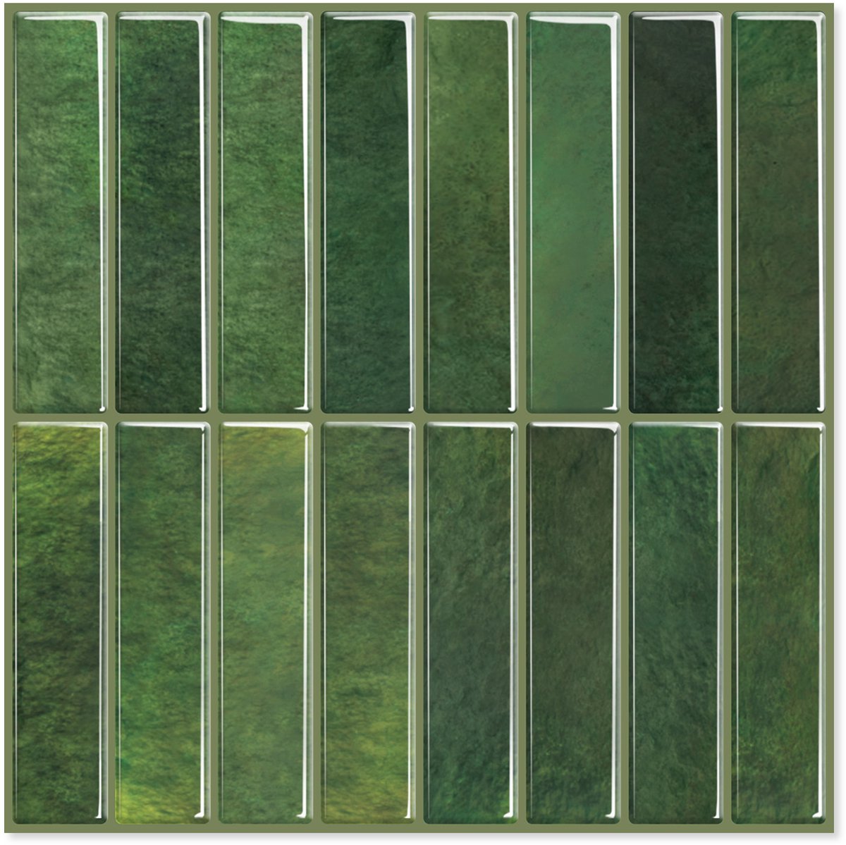 24Supply Plaktegels - 10 Stuks - Glans - Groen - 25.4x25.4cm