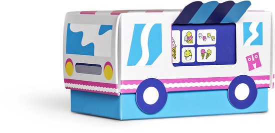 Doosje in de vorm van een ijscowagen.