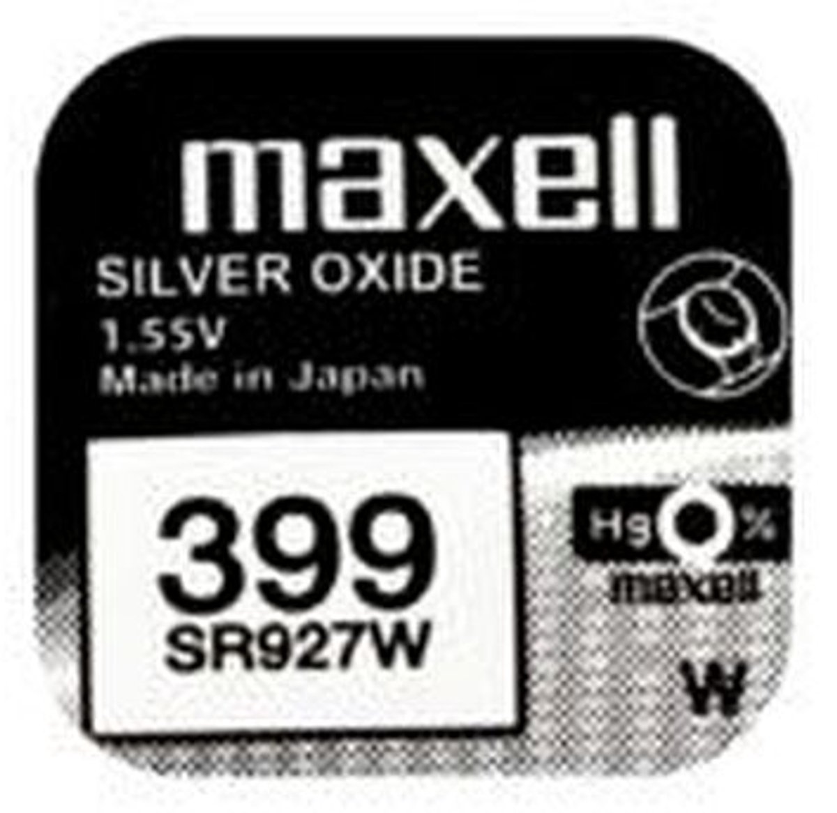 MAXELL 399 / SR927W zilveroxide knoopcel horlogebatterij 2 (twee) stuks