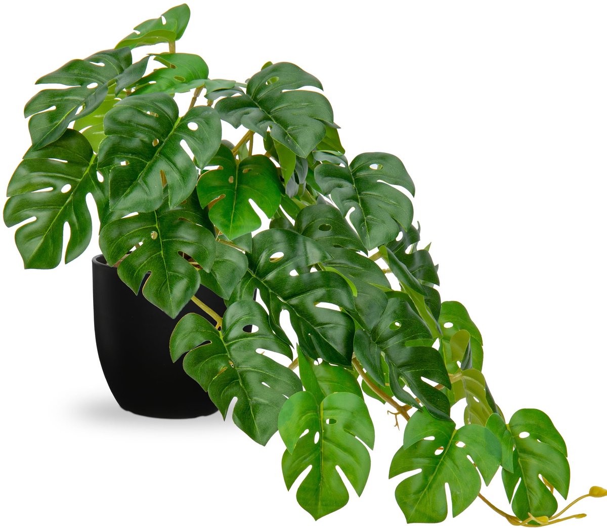Ibenzoa Kunstmatige Tropische Monstera Planten in Zwarte Potten voor Tafeldecoratie en Kantoorinrichting groen