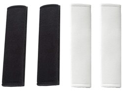 Gordelhoezen - 4 Stuks - 24x6 cm - Autogordelbeschermer - Gordelkussen - Gordel Hoes - Auto Gordelhoes - Schouderhoes - volwassenen en kinderen - Auto Gordel Beschermer - Geschikt voor alle Automodellen, Rugzakken, Koffers, Koerierstassen - Zwart+Wit