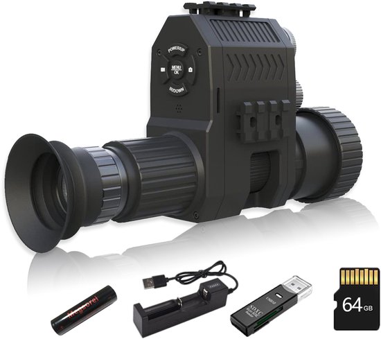 Nachtkijker met Infrarood - Night Vision - 1080P Full HD - 20MP - 400M - Verrekijker - Inclusief 64GB Micro-SD-kaart