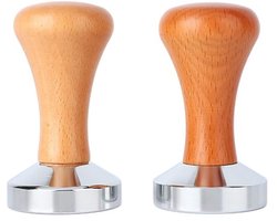 2 x tamper - Espressotamper - Gloednieuwe koffietamper - 51mm - Hout - roestvrij staal (Donker & Licht)