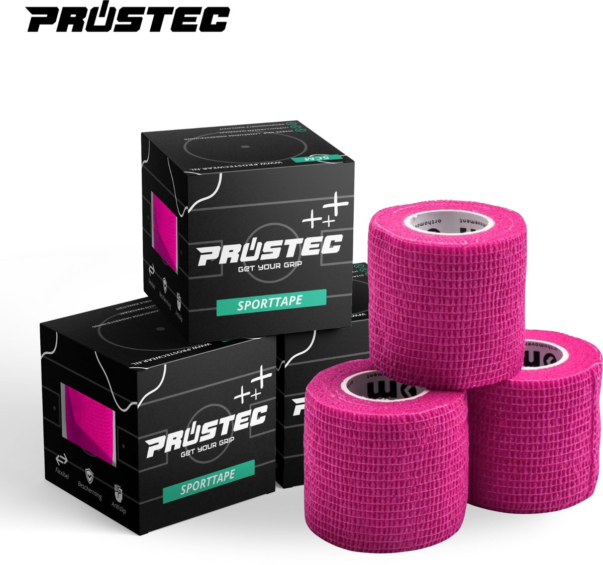 Prostec Sporttape voor Voetbal – Voetbaltape - Sokkentape – 3 Stuks – Roze