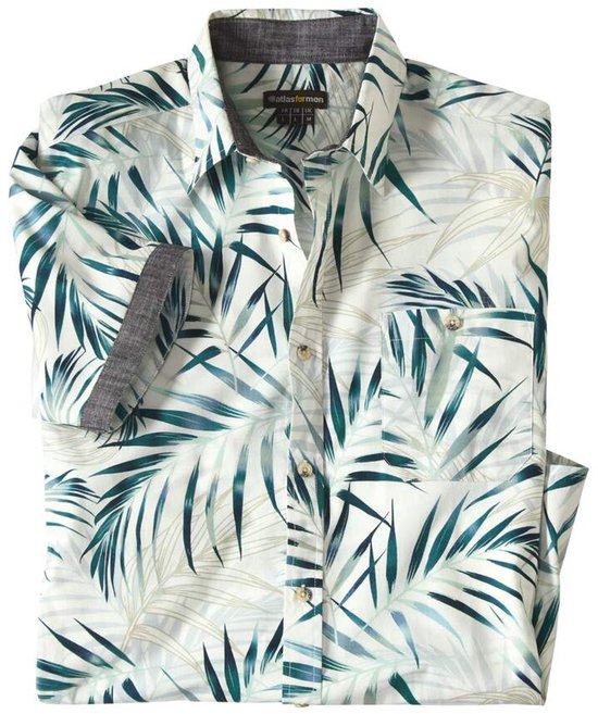 ATLAS FOR MEN - Overhemd Tropic Palm - Heren - Verkrijgbaar in grote maten - 5XL