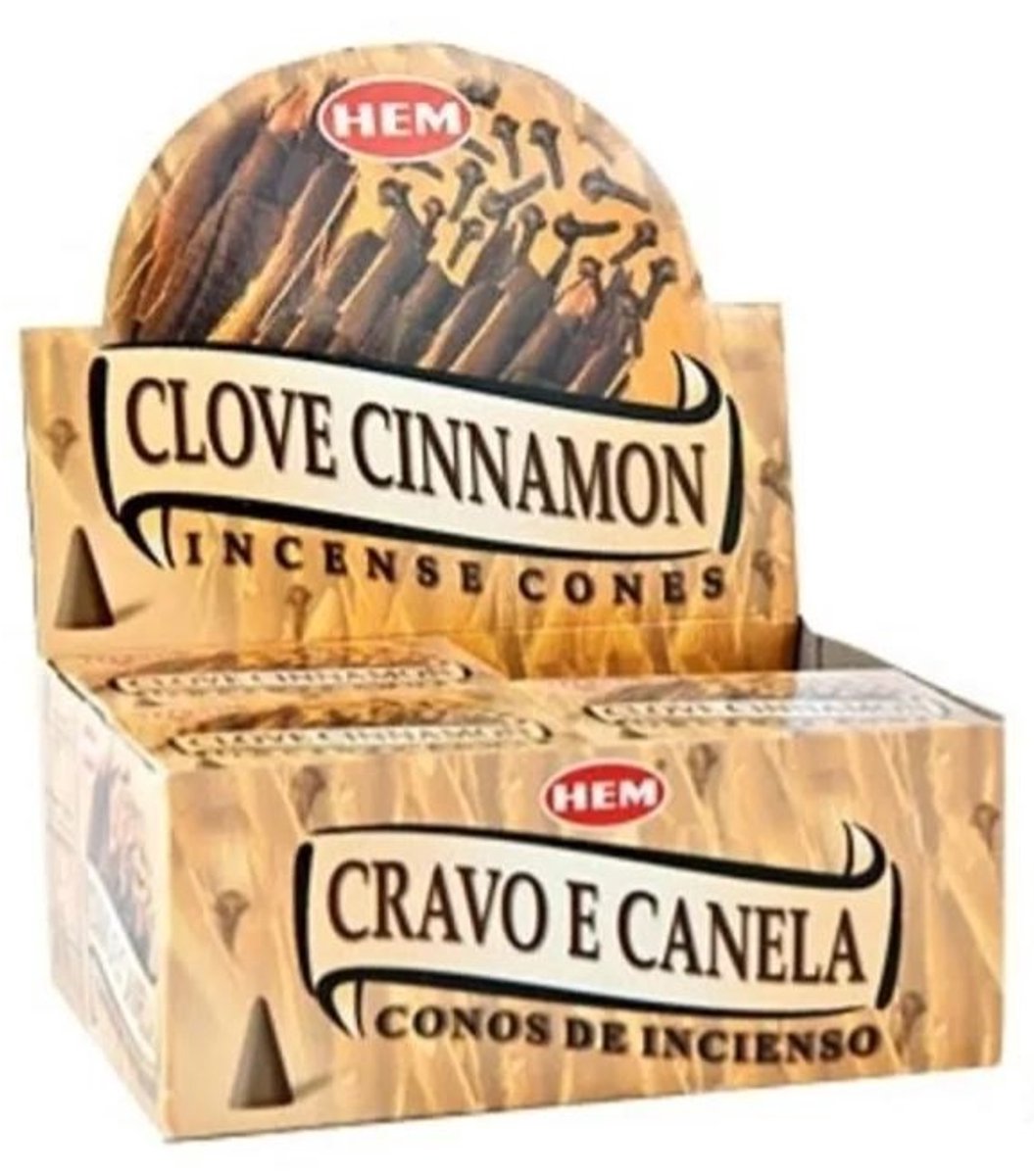 HEM clove cinnamon - kruidnagel - kaneel - wierook - wierookkegels - wespen - doos 12 stuks kaneel kruidnagel