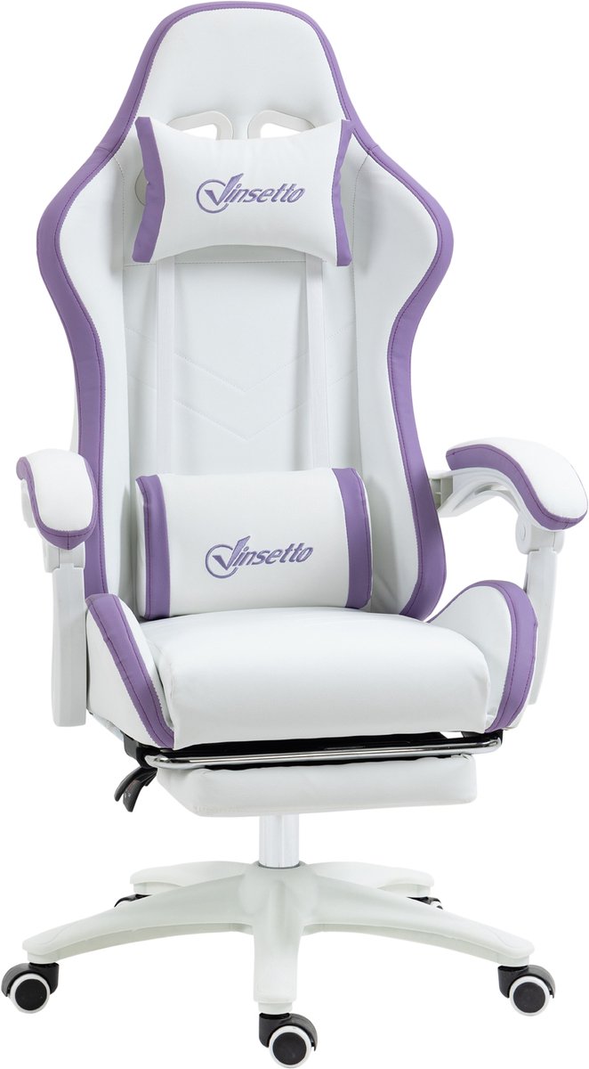 Vinsetto-Gaming Chair-65x65x129cm-Polyurethaan-Wit
