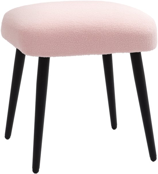 HOMCOM hocker - polyester - 42L x 42B x 47H cm - roze