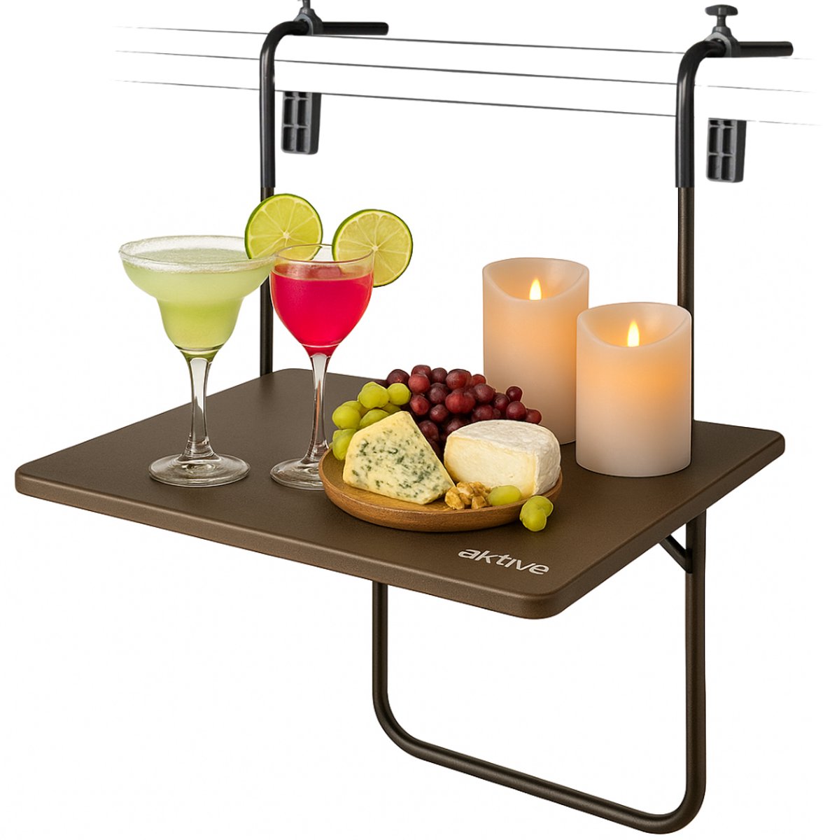 HIXA Aktive Balkontafel - Inklapbaar - Hangend - Zwart - 60x40x60cm - Vouwtafel - Hangtafel - Bijzettafel - Tuintafel thumbnail 3