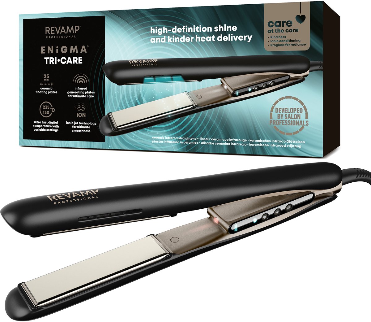 Revamp Enigma Tri-Care Keramische Stijltang - Infrarood en Ionen technologie - 130°C – 235°C - Alle haartype - 3 Meter Salonkabel - ST2900