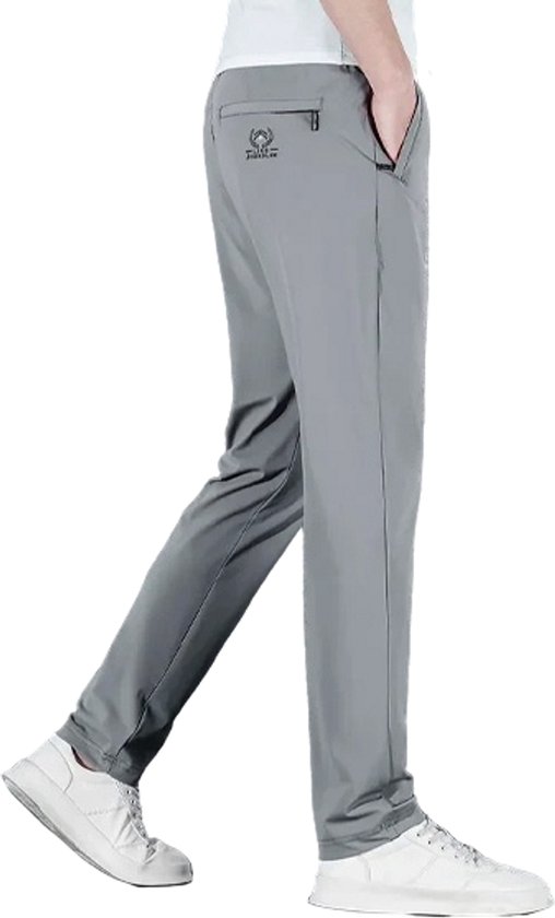 Pantalon stretch décontracté pour homme - Tissu en soie fine - Doux - Coupe slim - Zwart
