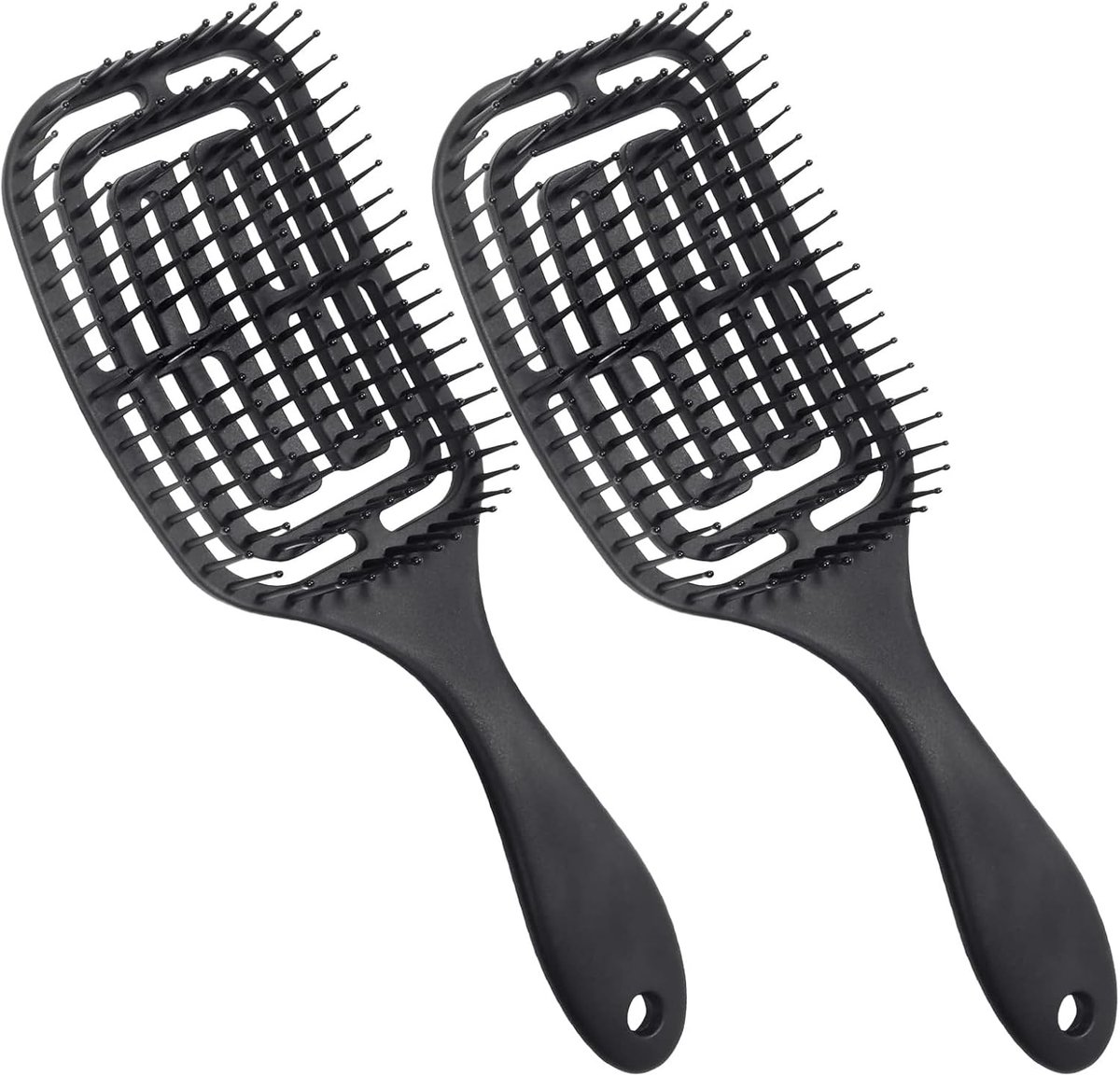 Famanu - 2 haarborstels, ontwarrende haarborstel, trekt niet professioneel, gebogen, geventileerd, voor nat en droog haar, massageborstel, ontwarrend, voor dames, heren en kinderen