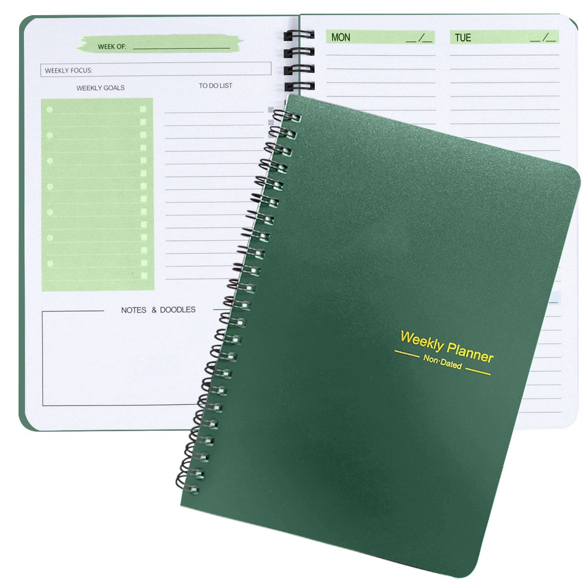 Wekelijkse planner - A5-takenlijst zonder datum - Wekelijkse doelenplanner - 52-weken studiewerkplanner - 52-weken planner met ringband - Volg wekelijks gezonde gewoonten - 21*14,5*0,8 cm