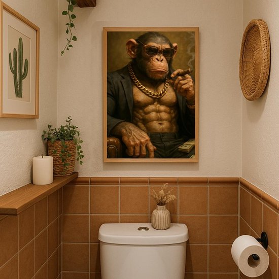 Affiche « Singe Gangster » - Posters Animaux - Fantastique - Décoration murale pour salon - Papier 180 g/m² - XS6141AZ - Dimensions : 30 x 40 cm