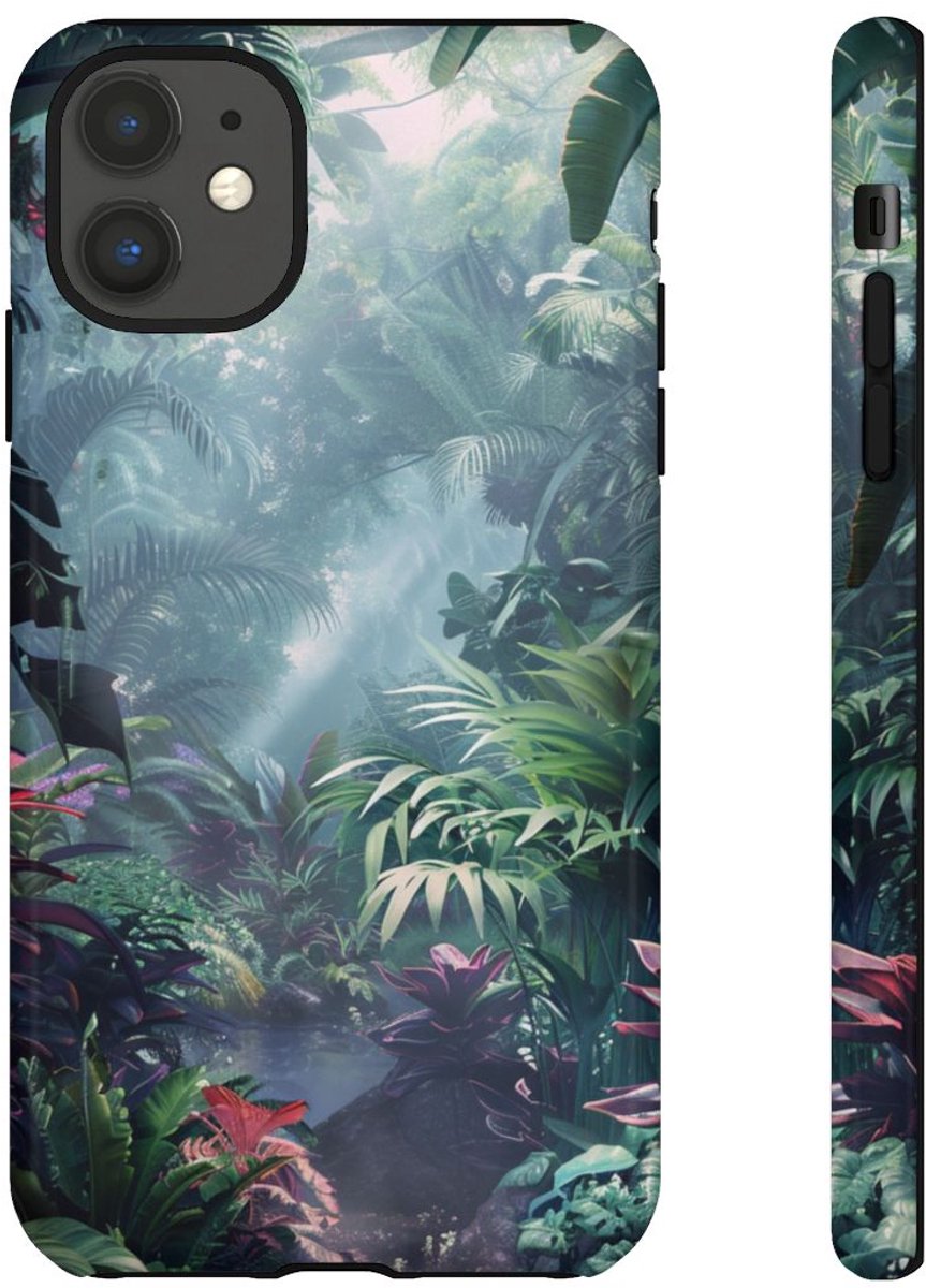 Weelderig Tropisch Junglelandschap – Telefoonhoesje Geschikt voor iPhone 11