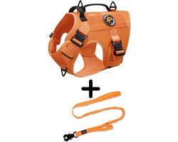 Always Prepared® Pro Combi Deal - Hondentuig + Riem - Anti-Trek Set voor Middel en Grote Honden - Oranje - Maat M