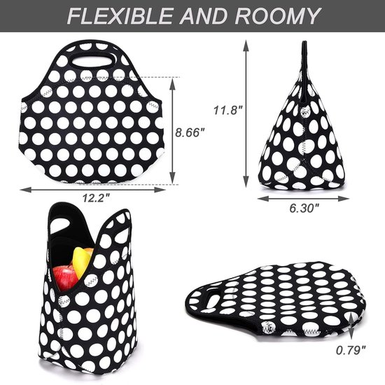 Neopreen lunchtas voor vrouwen, geïsoleerde lunchtassen, wasbare lunchbox voor op het werk, picknick, lichtgewicht maaltijdvoorbereidingstassen voor mannen. — afbeelding 4