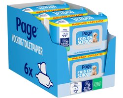 Page® vochtig toiletpapier - Fris en Schoon (Compleet Schoon) Maxi - langdurige frisheid - 444 velletjes - 6 x 74 stuks - Voordeelverpakking