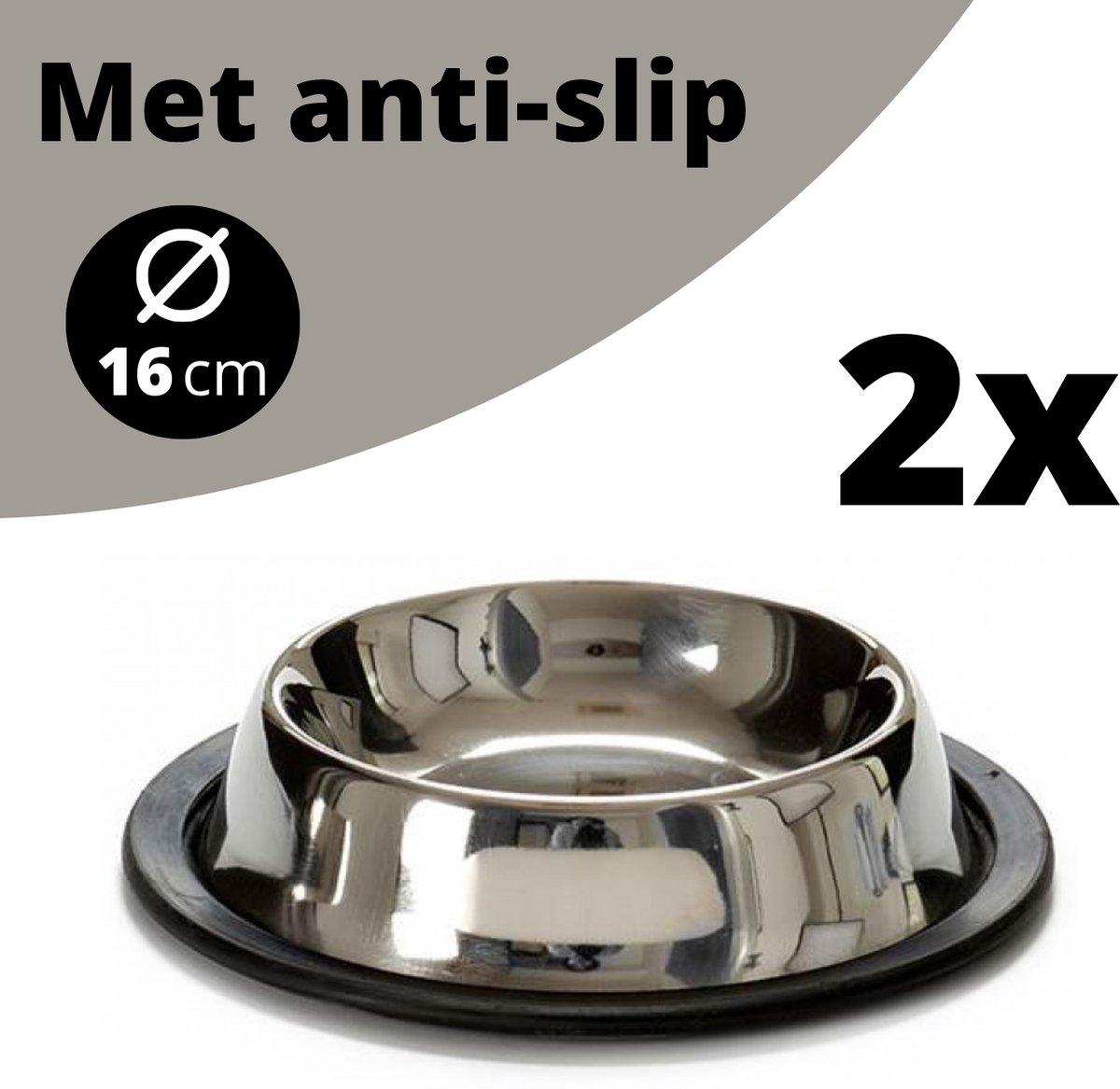 Bol.com Drinkbak 2 STUKS - Waterbak 16 CM - Hond - Kat - Antislip Rubber - Honden / katten aanbieding