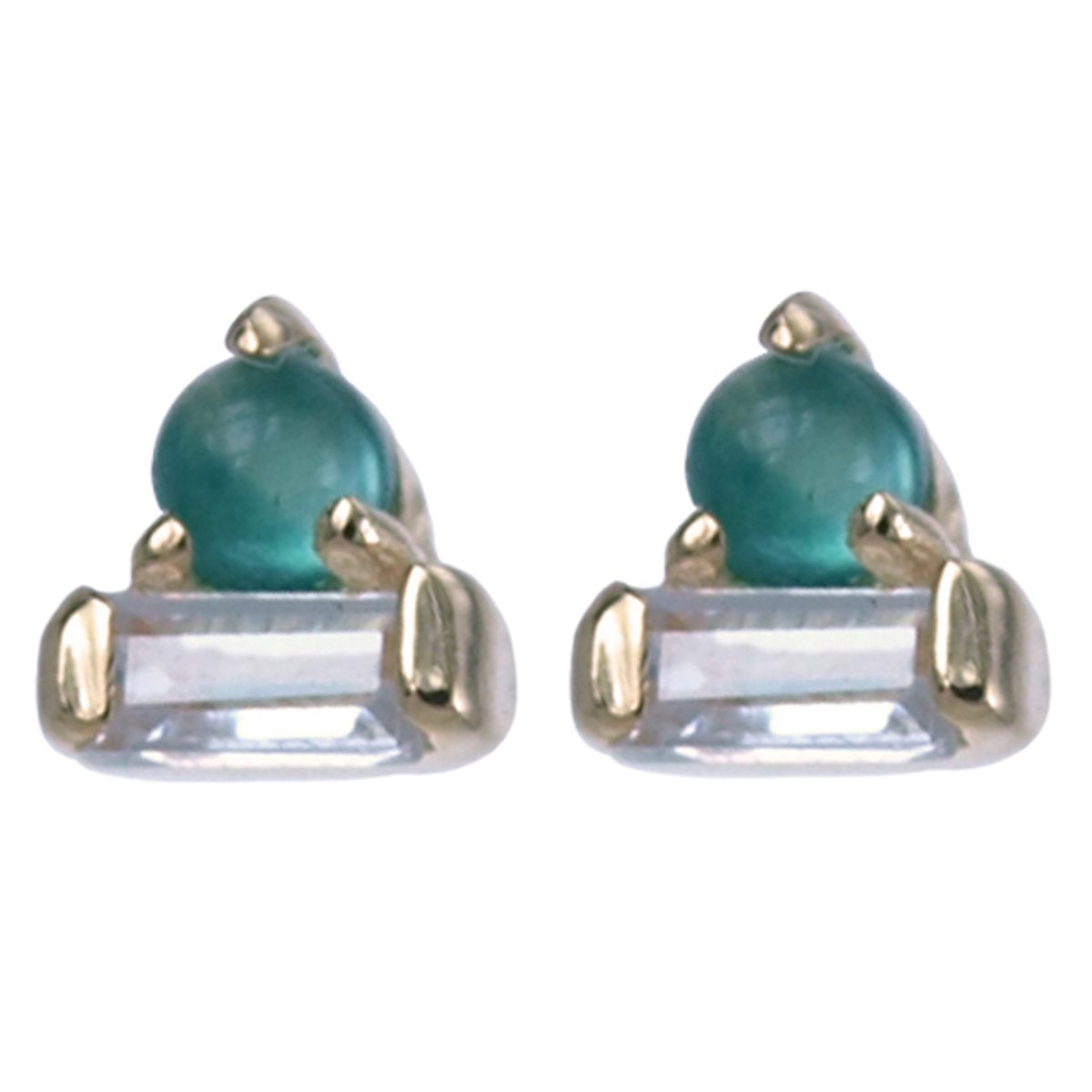 Vergulde zilveren oorsteker groene onyx(8824grg)