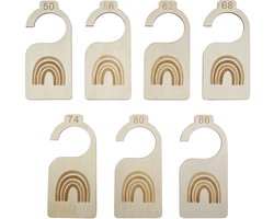 Purepeak Maathangers Baby Set 7 Stuks - Kledinghangers Geschikt voor Maat 50 tm 86 - Kastverdeler Kind - Maatverdelers voor Babykleding