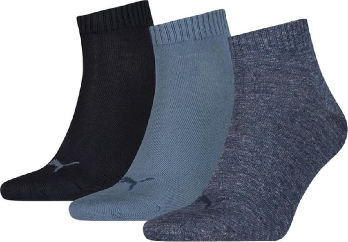 PUMA Sportsokken Heren- 49 cm 3 paar Quarter Sokken mannen sokken Blauw