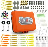 Fish-Xpro Kit de pêche aux carnassiers - 205 pièces - Leurres - Leurres souples - Poids de pêche - Hameçons - Presse-étoupes - Bouchons de ligne - avec Tacklebox - Poissons carnassiers - Sandre