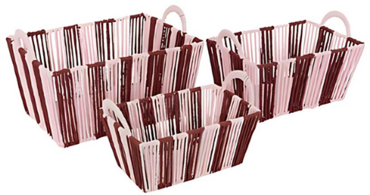 Atmosphera Chéri Opbergmanden - Set van 3 stuks -37x18x27cm - Roze