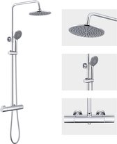 Auralum max Regendouche met Thermostaatkraan - Doucheset Chroom - Regendoucheset - Chroom Douchekolom met Thermostatische Mengkraan - 9 inch Douchekop