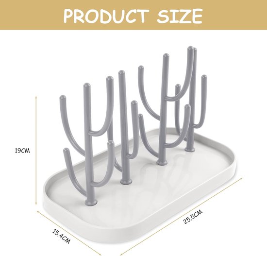 Afdruiprek voor babyflessen - Verwijderbaar bekerrek - Multifunctioneel droogrek voor flessen, spenen en bekers - Herbruikbaar babyflessenrek - 25,5*14,5*19cm — afbeelding 4