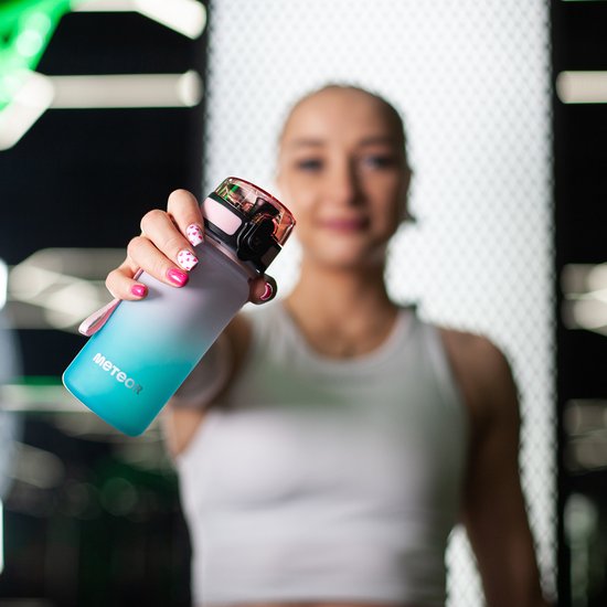 Meteor Sportbidon 350 ml -Fietsbidon - Roze/Turquoise - Fles voor sport en fitness van Meteor — afbeelding 3