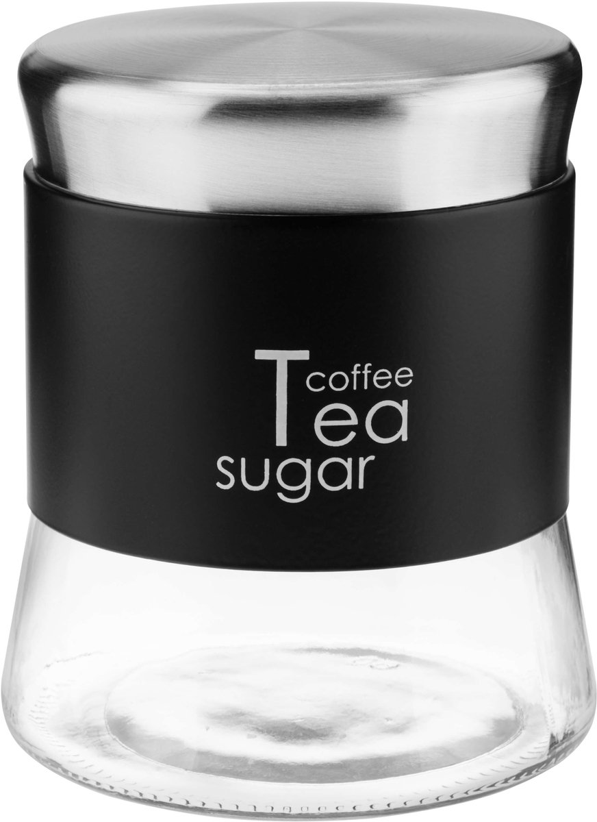 KADAX Glazen container, koffiecontainer, theepot, suikerhouder, vershouddozen, voorraaddozen (750 ml, zwart)