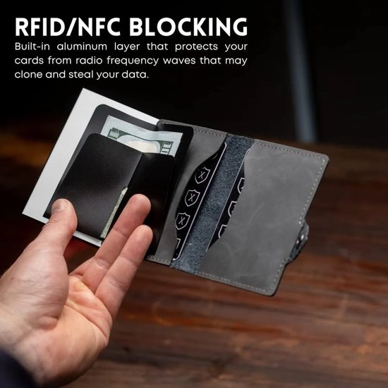 Wallet pro - Premium Wallet Slim - Porte-Cartes Marron - 7 Cartes + Billets - Porte-Cartes de Crédit RFID - Porte-Cartes Homme & Femme - Porte-Cartes Extensible - Porte-Cartes - Porte-Cartes Cartes - Carbone