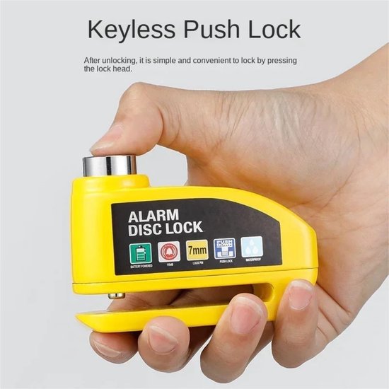 Schijfremslot Alarm - Remschijfslot met alarm - met Reminderkabel - 7 mm - Motorslot - Scooterslot van Velder — afbeelding 5