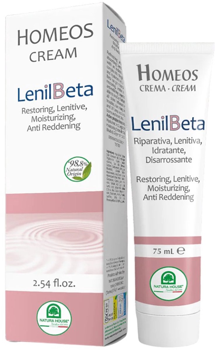 Homeos Lenil Beta crème - Herstellend - Verzachtend - Hydraterend- Anti-roodheid- 75 ml.