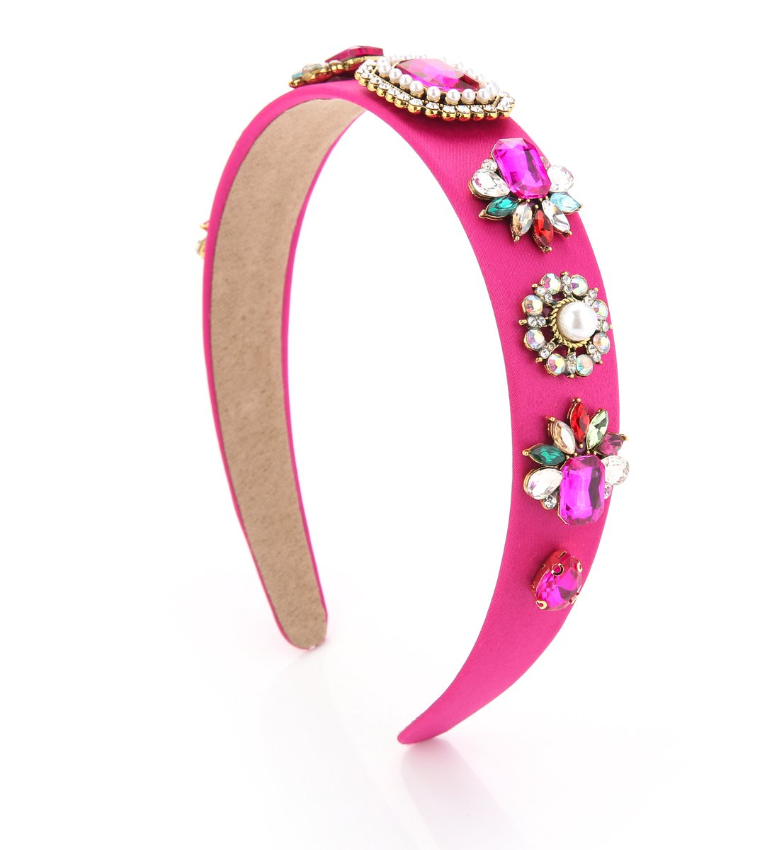 Luxe Haardiadeem - Fushia - Parels Strass en stenen
